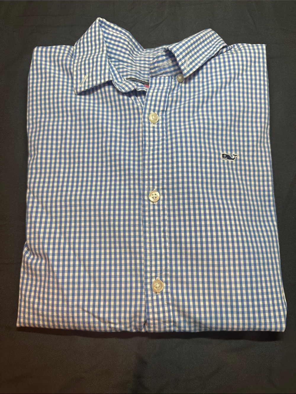 Vineyard Vines Boy’s Blue and White Gingham Button-Down Shirt